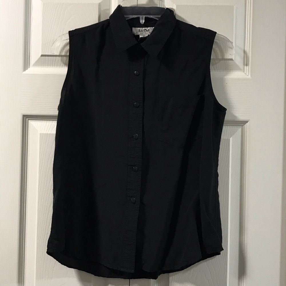 Lis Club Black Sleeveless Button-Down Shirt